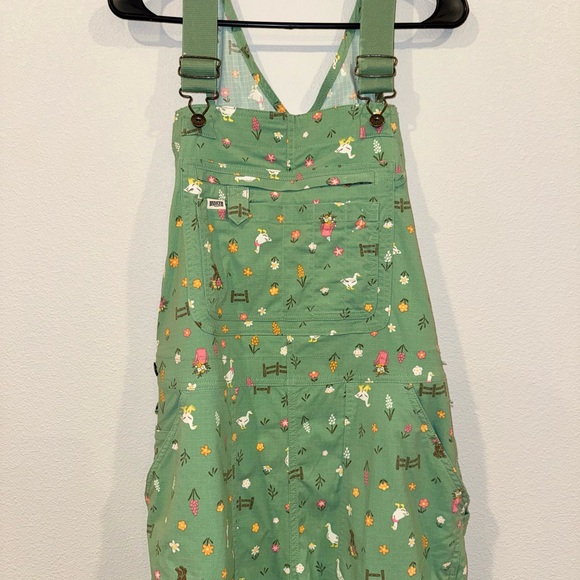 Duluth Heirloom Gardening Bib Overalls Women’s L Garden Geese 35” Inseam - Picture 6 of 11